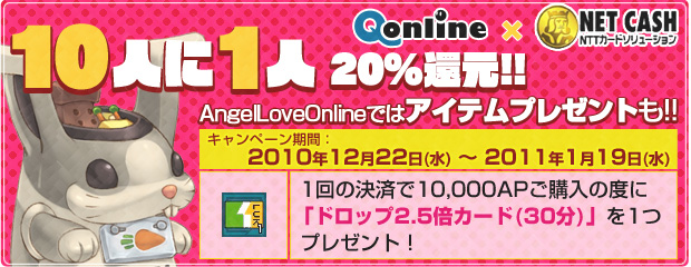 冬のNET CASHキャンペーン！ 10人に１人20％還元！＆アイテムプレゼント！